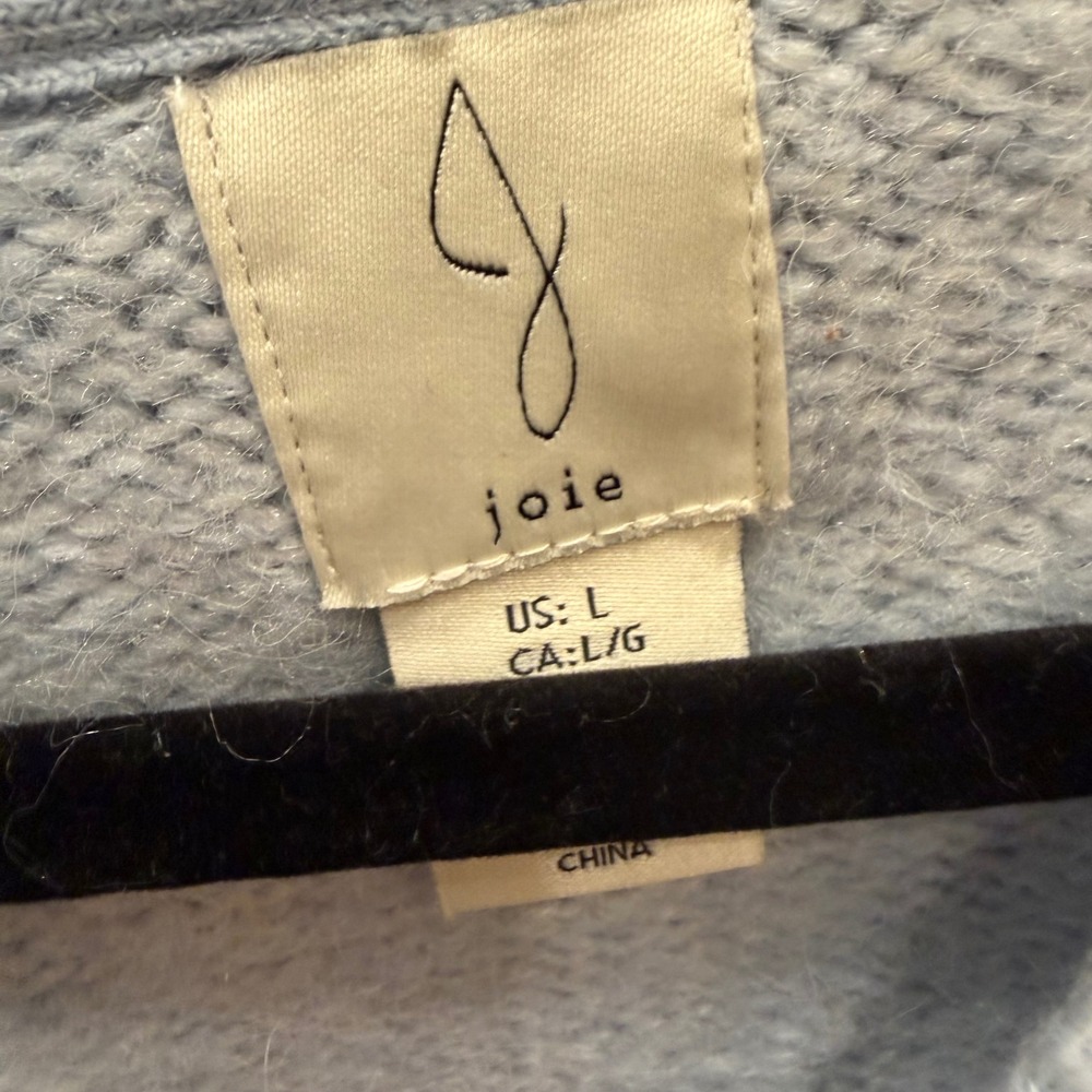 Joie Light Blue Rhinestone Embellished Fuzzy Knit Crewneck Sweater Mens Large - Picture 3 of 8